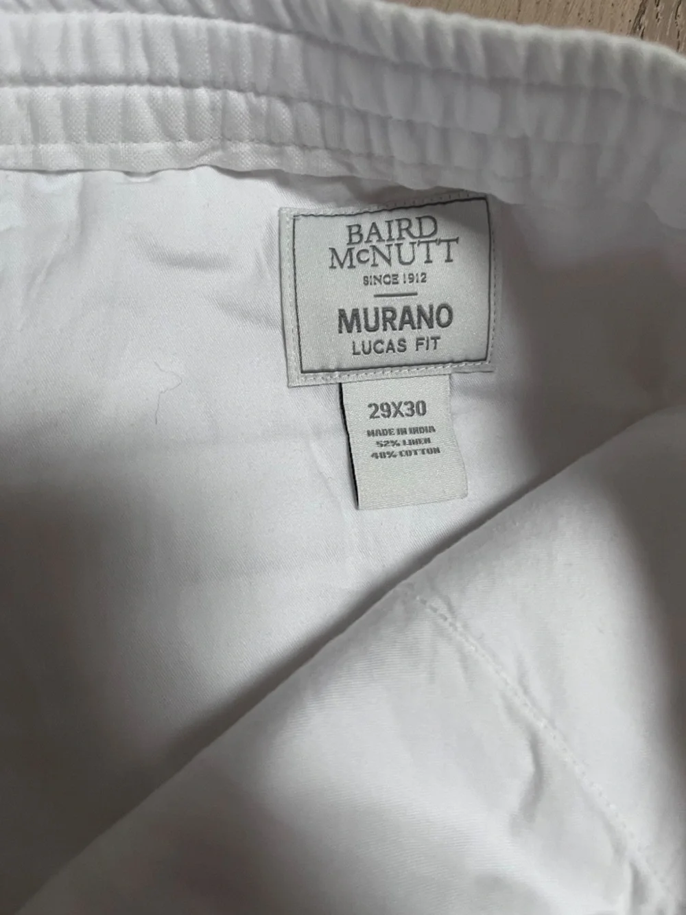 J Crew Murano Lucas Fit Pants Mens 39x30 White  Baird McNutt Irish Linen Blend